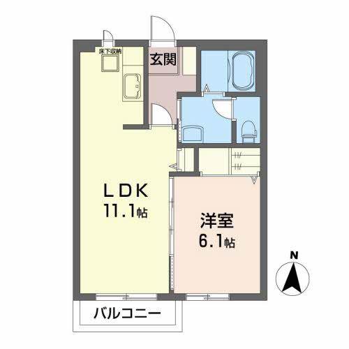 ルミエール北山(1LDK/2階)の間取り写真