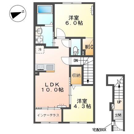東田中アパート(2LDK/2階)の間取り写真