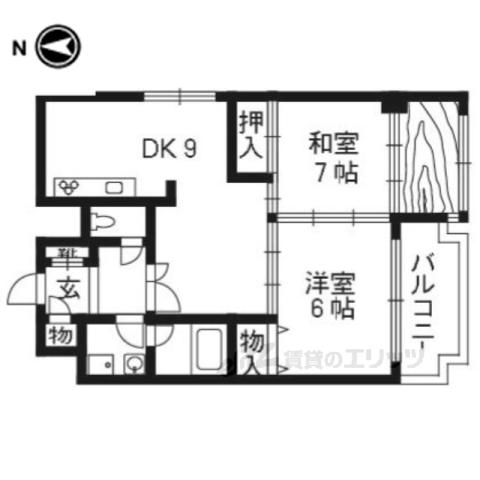 エイブル創久五条大宮(2LDK/4階)の間取り写真