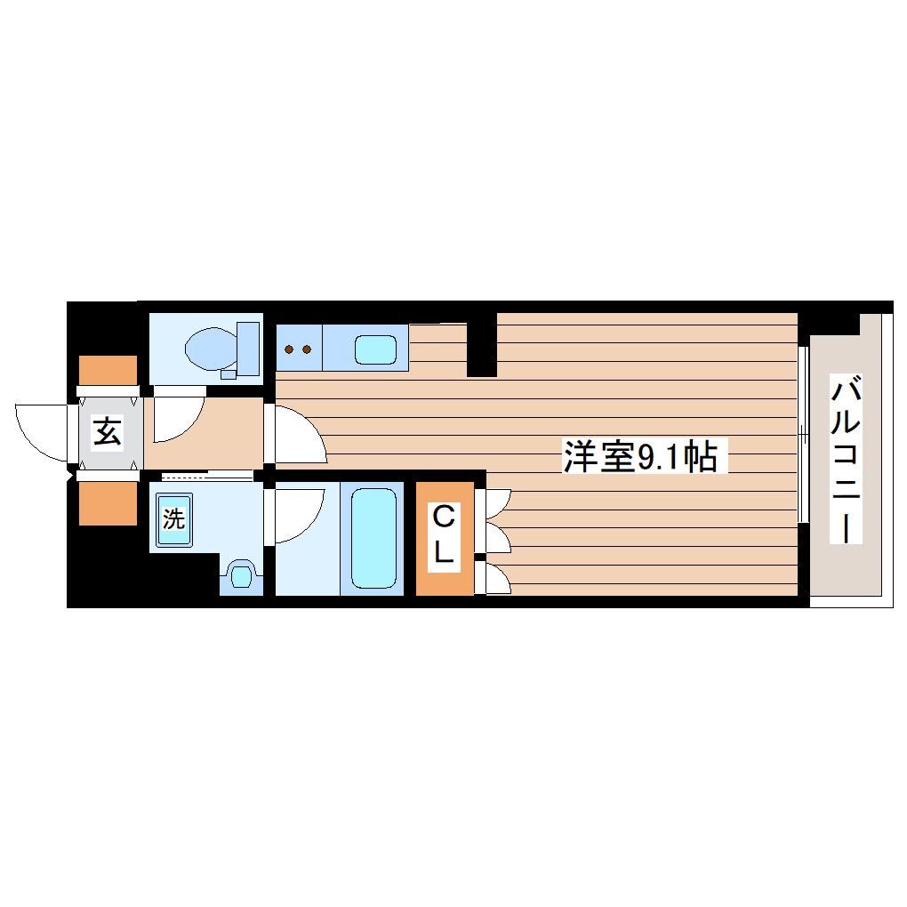 セレブアロース長町(ワンルーム/8階)の間取り写真