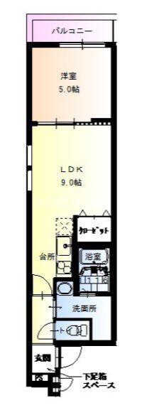 フジパレス鶴見X番館(1LDK/3階)の間取り写真