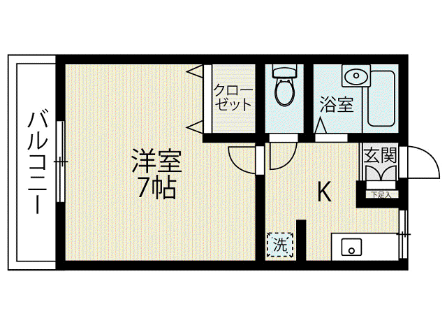 レトアK(1K/1階)の間取り写真