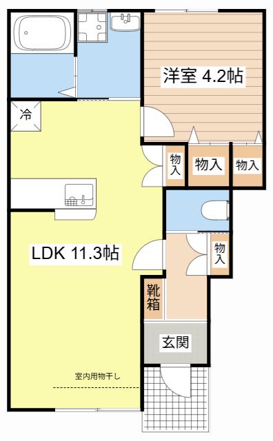 甲西駅前アパート(1LDK/1階)の間取り写真