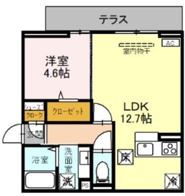 ノーブルヴィラ錦町II(1LDK/1階)の間取り写真