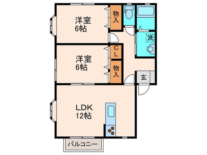 レジデンスカームII(2LDK/2階)の間取り写真