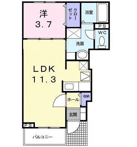 イーストブルー(1LDK/1階)の間取り写真