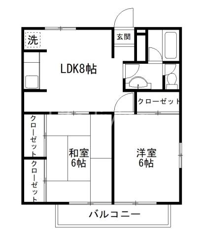 エクセレントプレミールC(2DK/1階)の間取り写真