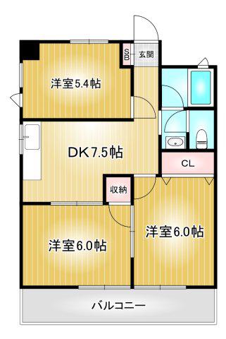 クリーンビル(3DK/3階)の間取り写真