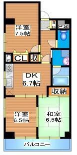 大関山ハイツ(3DK/2階)の間取り写真