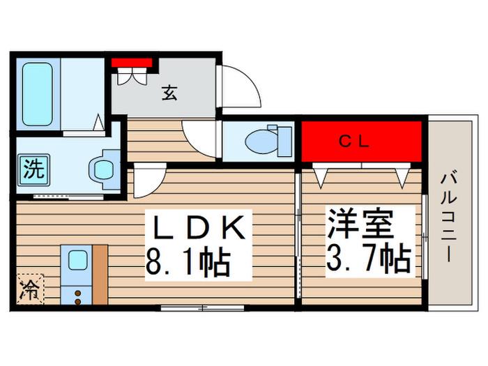 オークプレイス(1LDK/1階)の間取り写真