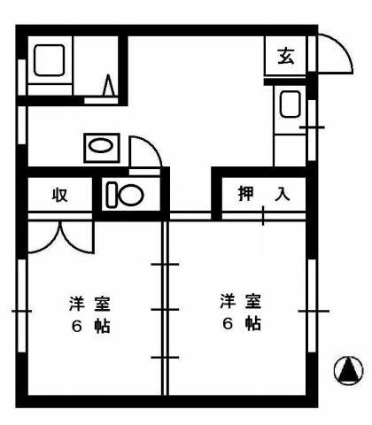 コーポふじ(2DK/2階)の間取り写真