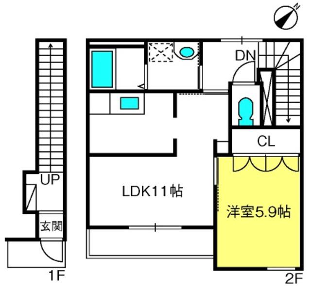 プロニティ・パレスII(1LDK/2階)の間取り写真