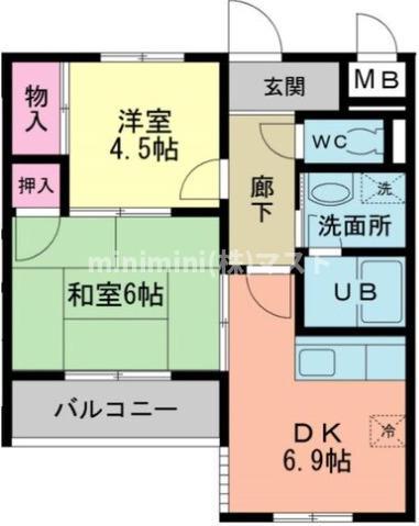 エクセルOGM(2DK/10階)の間取り写真