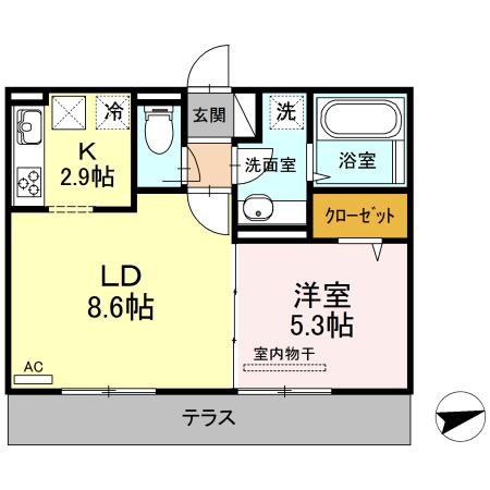 POLONIA KOKURA-KITAポロニア小倉北(1LDK/2階)の間取り写真