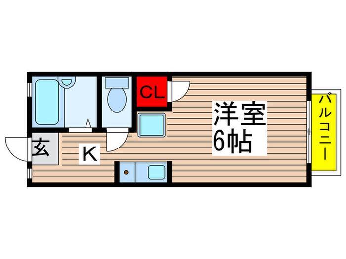 シャンロックB(1K/2階)の間取り写真