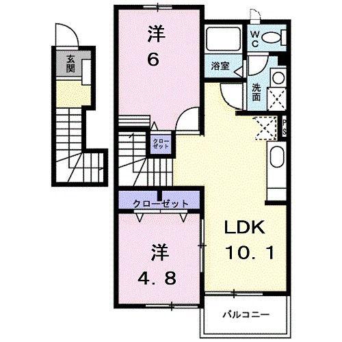 ラパヌイB(2LDK/2階)の間取り写真