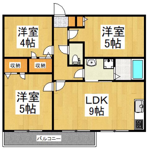 ル・シエロB(3LDK/1階)の間取り写真