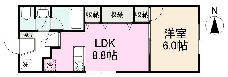 福勝ハウス(1LDK/1階)の間取り写真