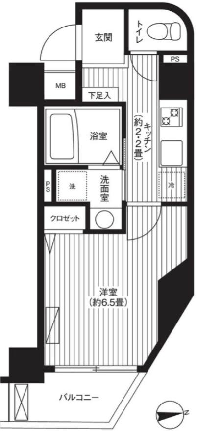 ハラスパジオ下北沢(1K/5階)の間取り写真