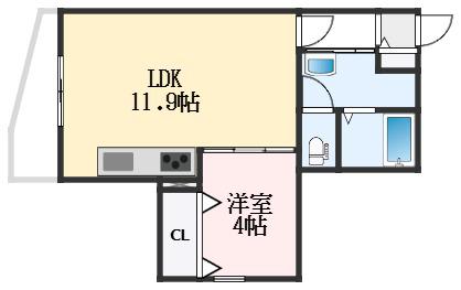 エルメゾン浜寺公園町(1LDK/1階)の間取り写真