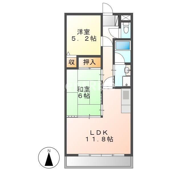 プリーマ千代鶴(2LDK/2階)の間取り写真