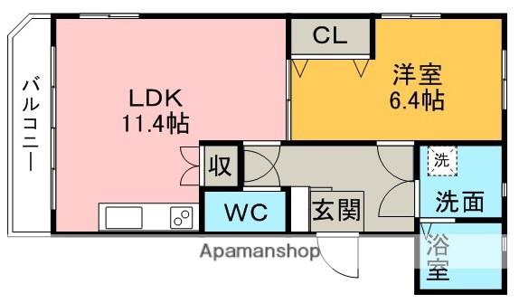 クレストコート(1LDK/3階)の間取り写真