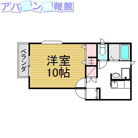 クラウンB(1K/1階)の間取り写真
