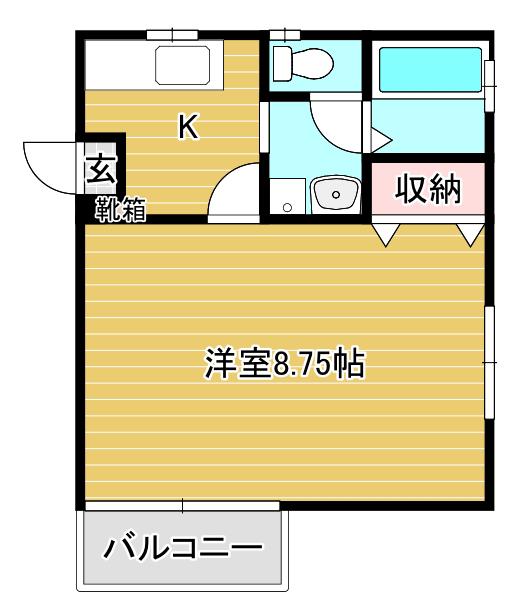 メディオ・カーサ(1K/3階)の間取り写真