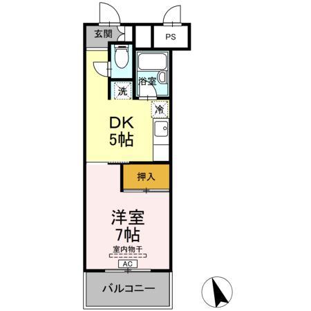 サンラフォーレ花北(1DK/4階)の間取り写真