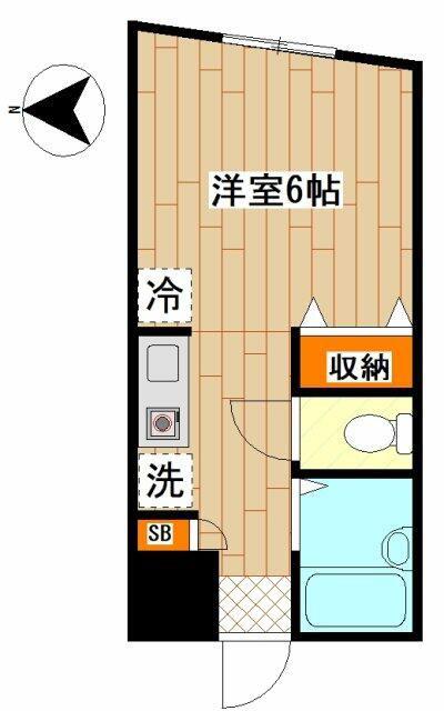 グルクスハイムI(ワンルーム/1階)の間取り写真