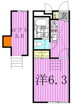 フェリオ柏(1K/1階)の間取り写真