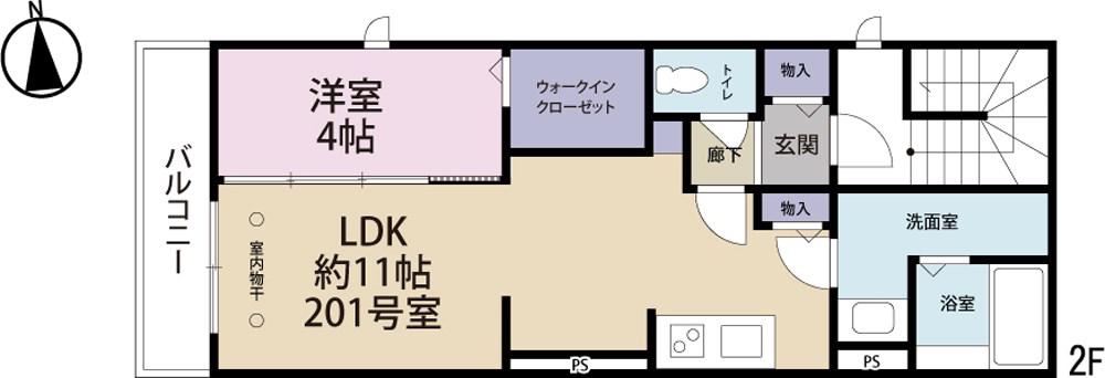 KOTOICHI(1LDK/2階)の間取り写真