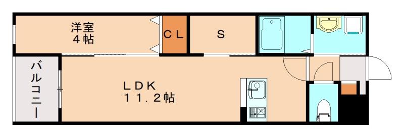 CUBE SUCRE内橋(1LDK/5階)の間取り写真