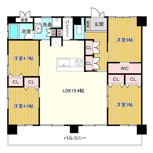 グリーンスクエア(4LDK/6階)の間取り写真
