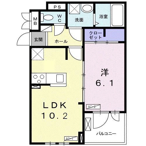 プリムローズ・K(1LDK/3階)の間取り写真