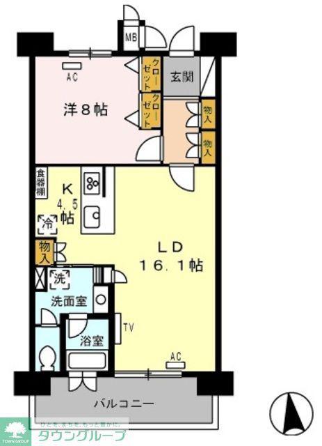 ロイヤルパークス西新井(1LDK/11階)の間取り写真