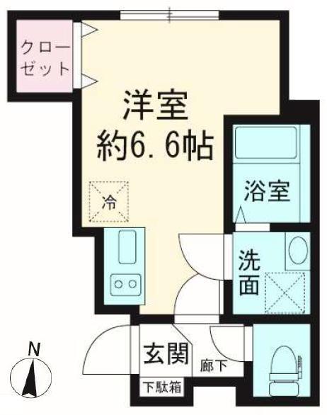 アヴァンセ成城B棟(ワンルーム/1階)の間取り写真
