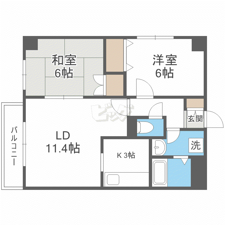デラシオン協和III(2LDK/4階)の間取り写真