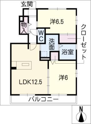 ウエスト ベリー(2LDK/1階)の間取り写真