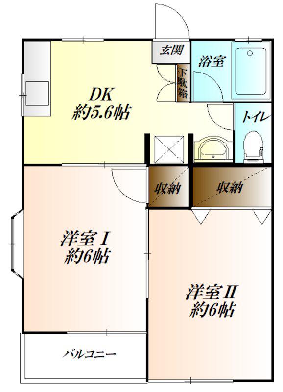 第5コスギコーポ(2DK/2階)の間取り写真