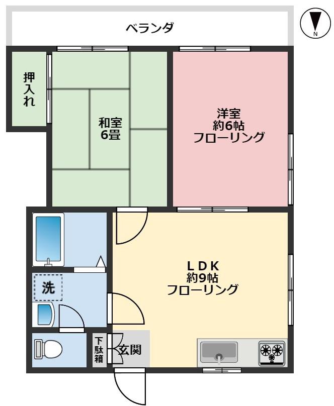 小野澤コーポ(2LDK/2階)の間取り写真