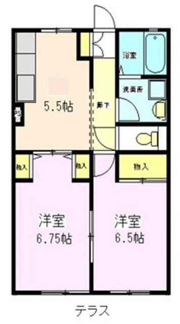 グリーンパレス斎藤分(2K/1階)の間取り写真