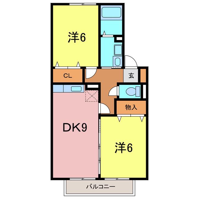 セジュールロイヤルB(2DK/2階)の間取り写真