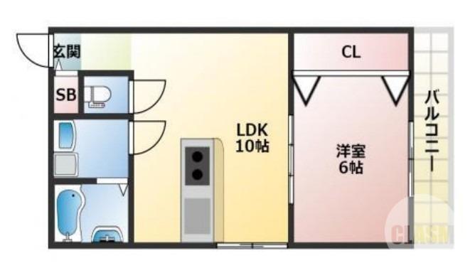 オークス中百舌鳥(1LDK/2階)の間取り写真
