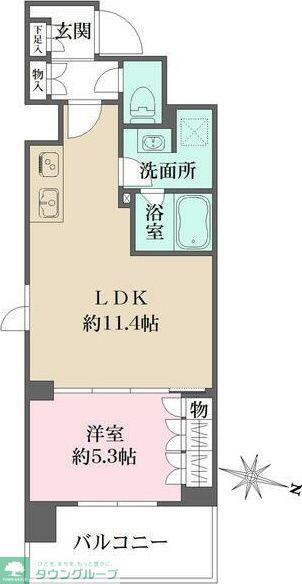 プライムアーバン菊川(1LDK/5階)の間取り写真
