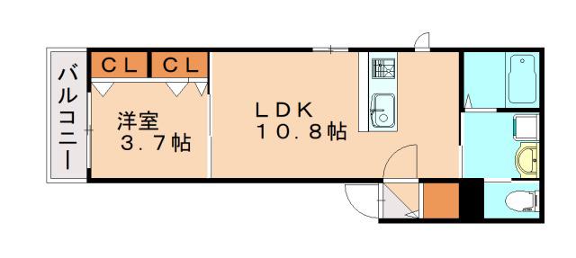 OAK VILLA MAISON SHIMOBARU ノース(1LDK/1階)の間取り写真