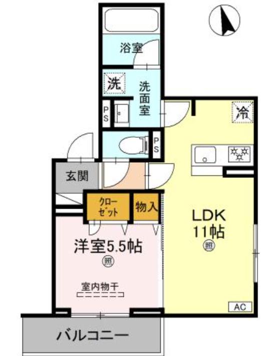 DS阿保(1LDK/1階)の間取り写真