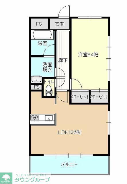 ウイング下小出(1LDK/5階)の間取り写真
