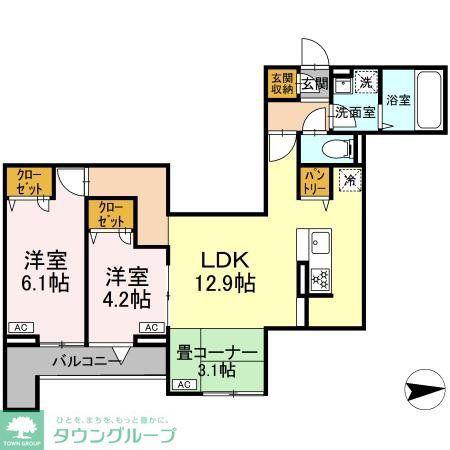 オルテンシア(2LDK/2階)の間取り写真