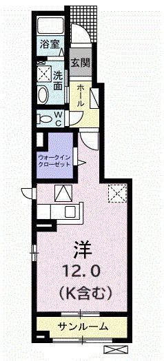 アクア・クレメント六番館(ワンルーム/1階)の間取り写真